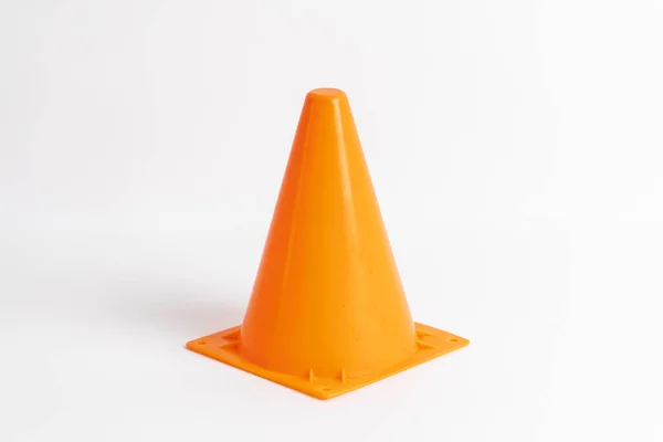 Orange Cone Potentially Used Traffic White Background — Stock fotografie