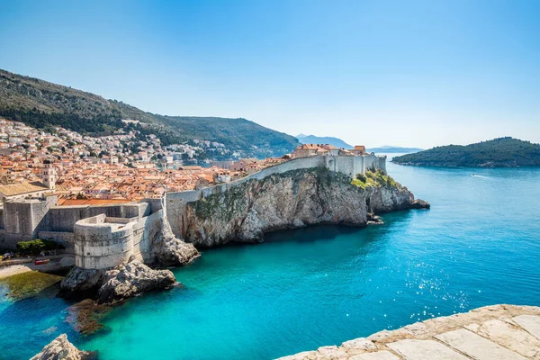 Shot Dubrovnik Croatia Old Town Walls Sea Lokrum — Stock Fotó