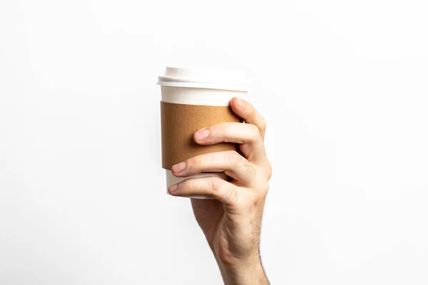 Blanco Mee Nemen Koffie Thee Kopje Een Witte Achtergrond — Stockfoto