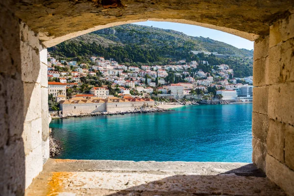 Shot Dubrovnik Croatia Old Town Walls Sea — 스톡 사진