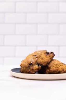 Fresh baked scone shot in a kitchen scene