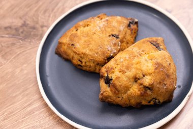 Fresh baked scone shot in a kitchen scene