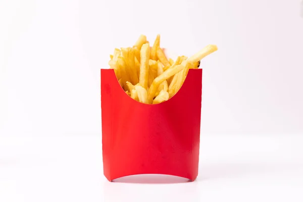 Golden French Fries Red Container — Stockfoto