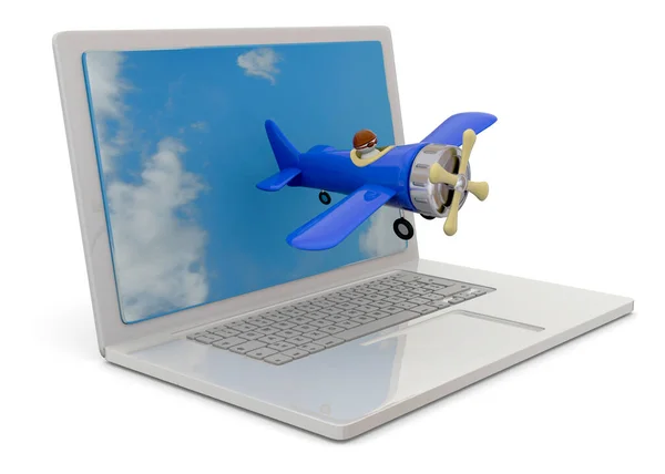 Airplanet Verlässt Den Computer — Stockfoto