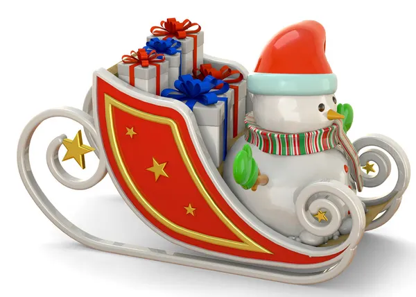 Christmasy Sleigh 3Dレンダリング — ストック写真