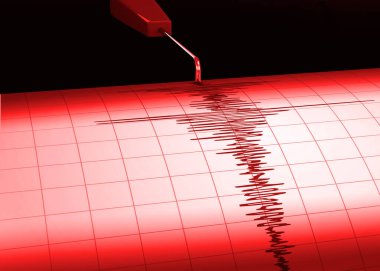 Red Seismograph - 3D render clipart