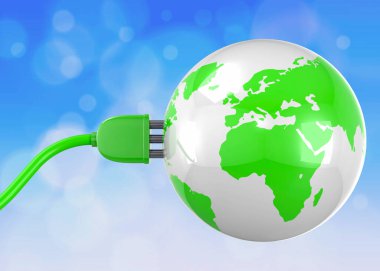 Dünya ve Yeşil Enerji Konsepti - 3D