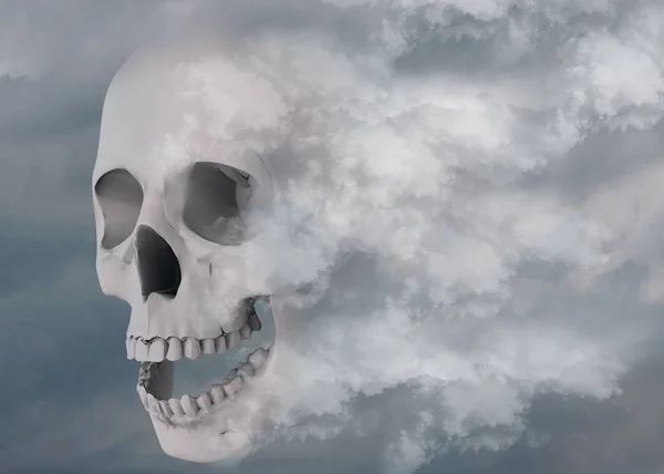 時間の霧に包まれた頭蓋骨 — ストック写真