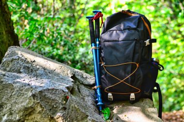 Trekking Backpack inside a wood
