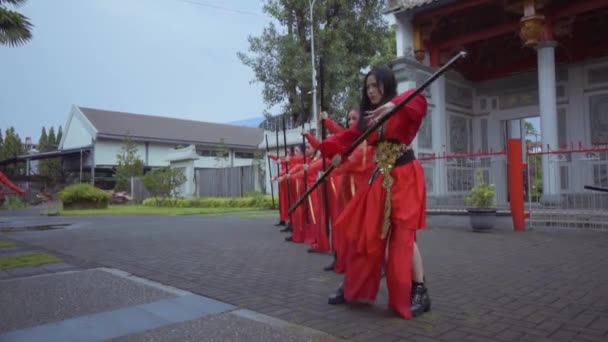 Bandung Indonésie Října 2021 Skupina Čínských Teenagerů Tančí Čínském Novém — Stock video