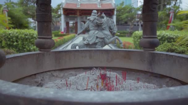 Buddhist Temple Place Praying Chinese Architecture Style China Town — стоковое видео