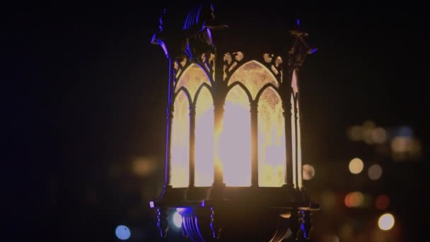Арабська Прикраса Королівського Палацу Всередині Замку Під Час Темної Ночі — стокове відео