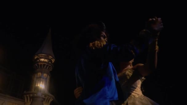 新年の夜に城内で王と女王との関係の目標 — ストック動画