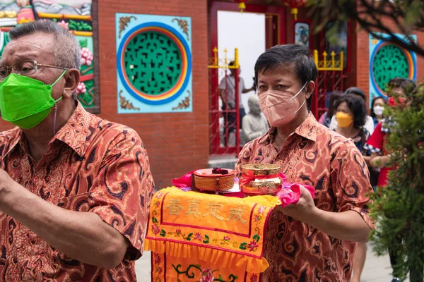 Bandung Indonesia Gennaio 2022 Società Buddista Cammina Insieme Pregare All — Foto Stock