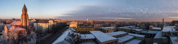 Widok Lotu Ptaka Katedrę Tartu Zachodzie Słońca Estonia — Zdjęcie stockowe