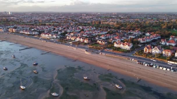 Aerial View Southend Sea Coastal City North London Essex Showing — Stock Video