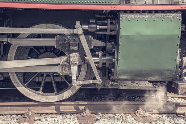 Buhar treninin tekerlekleri raylarda