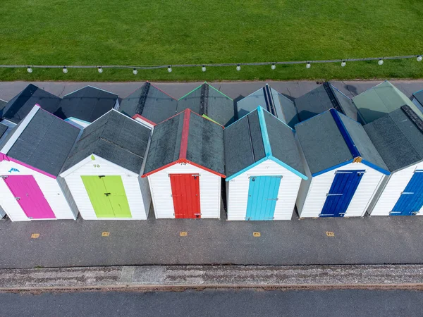 Ovanifrån Tak Färgglada Strandstugor Turistiska Staden Paignton Devon Storbritannien — Stockfoto