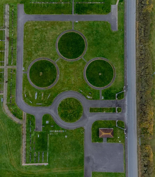 Pattern Circles Green Field Roundabout Willow Cemetery Canvey Wick Essex — Stock Photo, Image