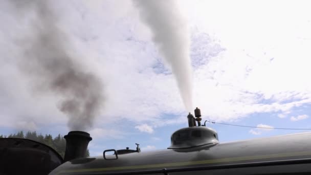 Steam Smoke Coming Out Steam Train Chimney Bolton Abbey Train — Stockvideo