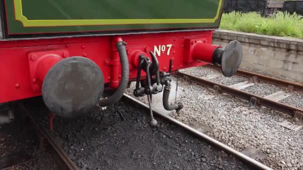 Steam Smoke Coming Out Steam Train Pipes Valves Coupling Connector — ストック動画