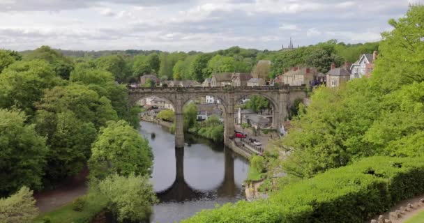 Panorama View Knaresborough Viaduct River Nidd Yorkshire Summer Day — Stock video
