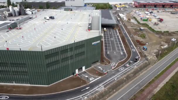 New Amazon Warehouse Distribution Centre Building Antwerp Belgium Handles Online — Stock Video