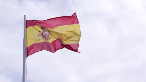 Spanische Flagge Weht Zeitlupe Wind — Stockvideo