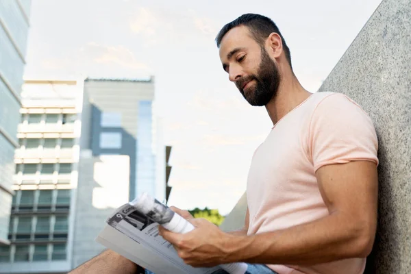 Pensive Latin Student Studying Learning Language Sitting University Campus Education — Stockfoto