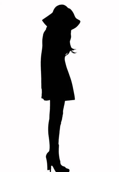 Junge Frau Silhouette Isoliert Auf Weißem Hintergrund — Stockvektor