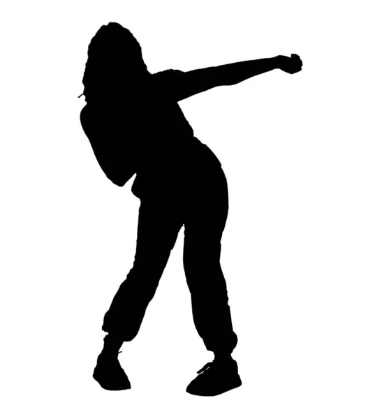 Mulheres Dança Rua Hip Hop Dançarina Silhuetas Silhueta Menina Jovem — Vetor de Stock