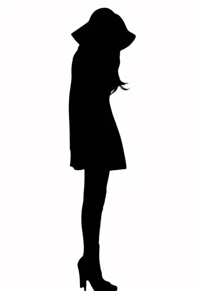 Young Woman Silhouette Isolated White Background — Stock Vector