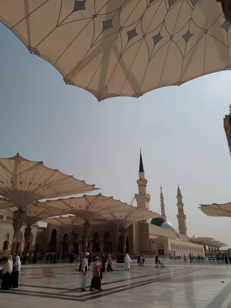 Medina Arabia Saudita Octubre 2022 Construcción Paraguas Plaza Masjid Nabawi — Foto de Stock