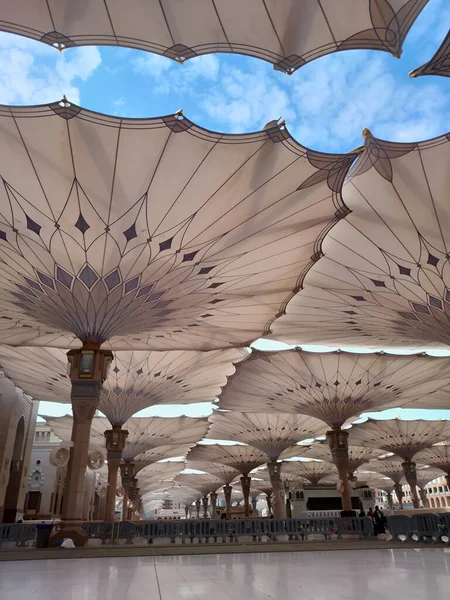 Madinah Arab Saudi Oktober 2022 Pembangunan Payung Alun Alun Masjid — Stok Foto