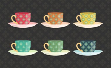 Thailand Benjarong cup filigree decoration vector illustration
