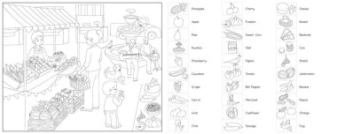 bazaar market exchange black and white coloring book outline vector illustration