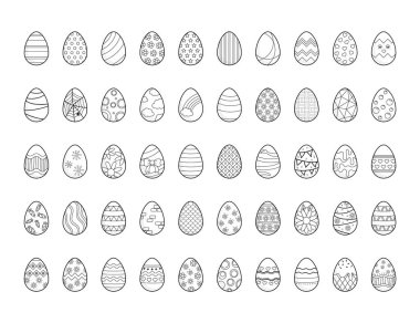 Paskalya yumurtası siyah-beyaz renkli kitap ana hatları vektör çizimi