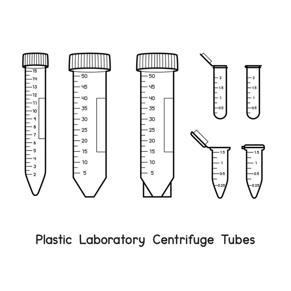 Plastic Laboratory Centrifuge Tubes Diagram Experiment Setup Lab Outline Vector —  Vetores de Stock