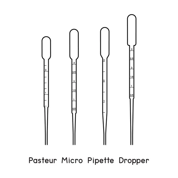 Graduated Disposable Sterile Plastic Pasteur Micro Pipette Diagram Experiment Setup — Image vectorielle