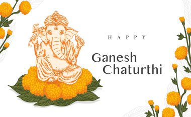 Ganesh Chaturthi filinin sarı çiçeklere tapmasını ve mango yaprağının eski çizgili sanat eserlerini kutlayın.