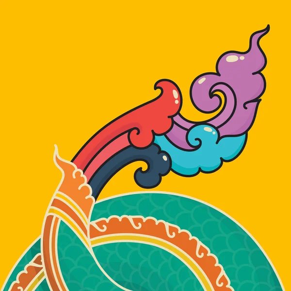 Tail Thailand Serpent Colourful Kawaii Doodle Flat Cartoon Vector Illustration — Stockvektor