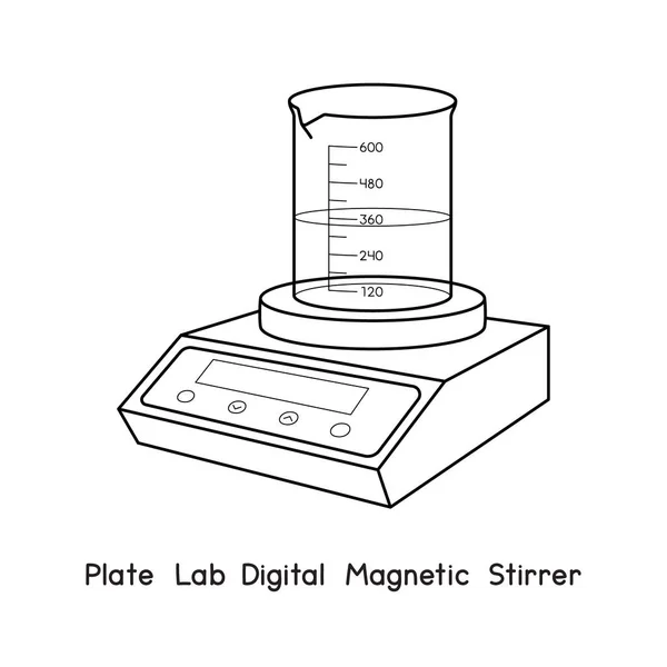 Plate Lab Digital Magnetic Stirrer Diagram Experiment Setup Lab Outline —  Vetores de Stock