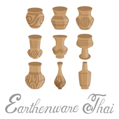 many brown vases jar earthenware vector illustration
