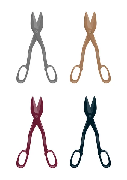 Sheet Metal Cutting Shears Color Silver Vector Illustration — Image vectorielle