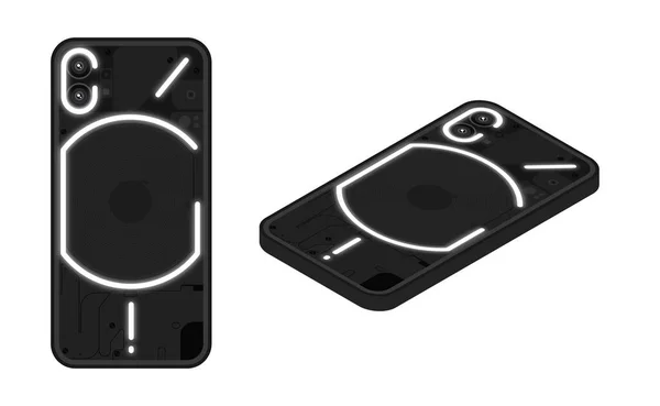 Nothing Transparent Smartphone Sees Circuit Board Have Led Light Flat — Image vectorielle