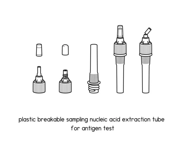 Plastic Breakable Sampling Nucleic Acid Extraction Tube Antigen Test Diagram — Stockový vektor