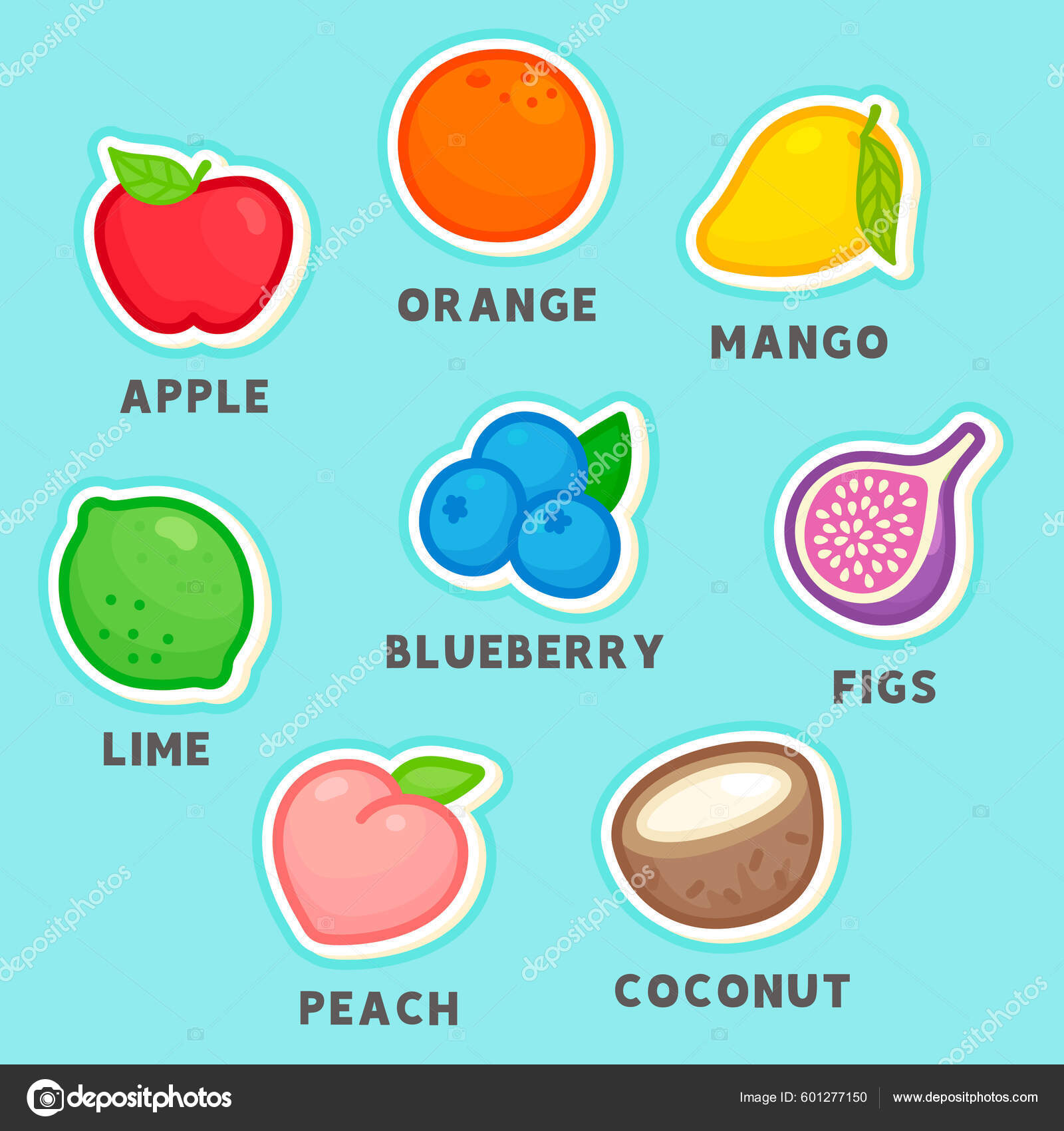 Vocabulary Rainbow Fruit Diagram Chart Englishsubject Kawaii Doodle