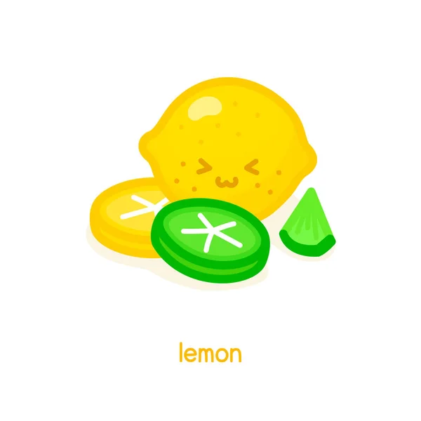 Lemon Lime Kawaii Doodle Flat Cartoon Vector Illustration — Wektor stockowy