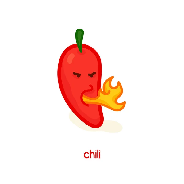 Fiery Hot Peppers Kawaii Doodle Flat Cartoon Vector Illustration — 스톡 벡터