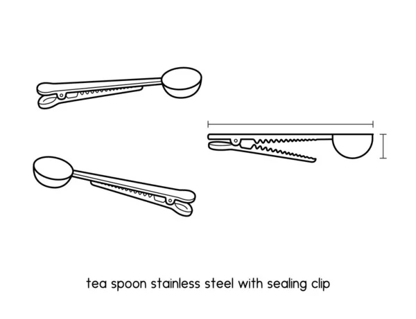 Coffee Spoon Ice Cream Spoon Tea Spoon Stainless Steel Sealing — Image vectorielle